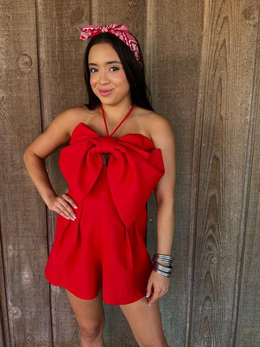 Red Bow Romper