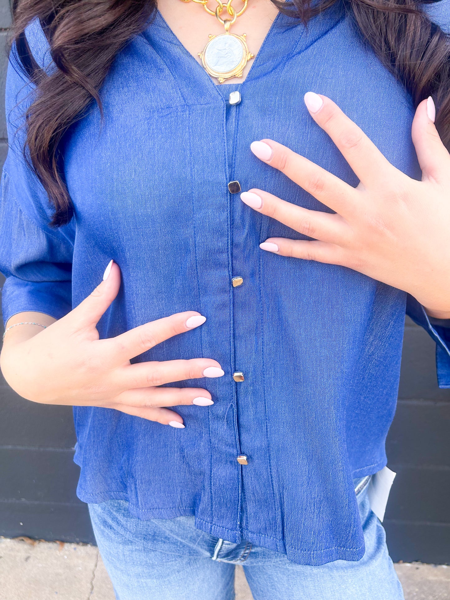 Ruffle V-Neck Wide Sleeve Top