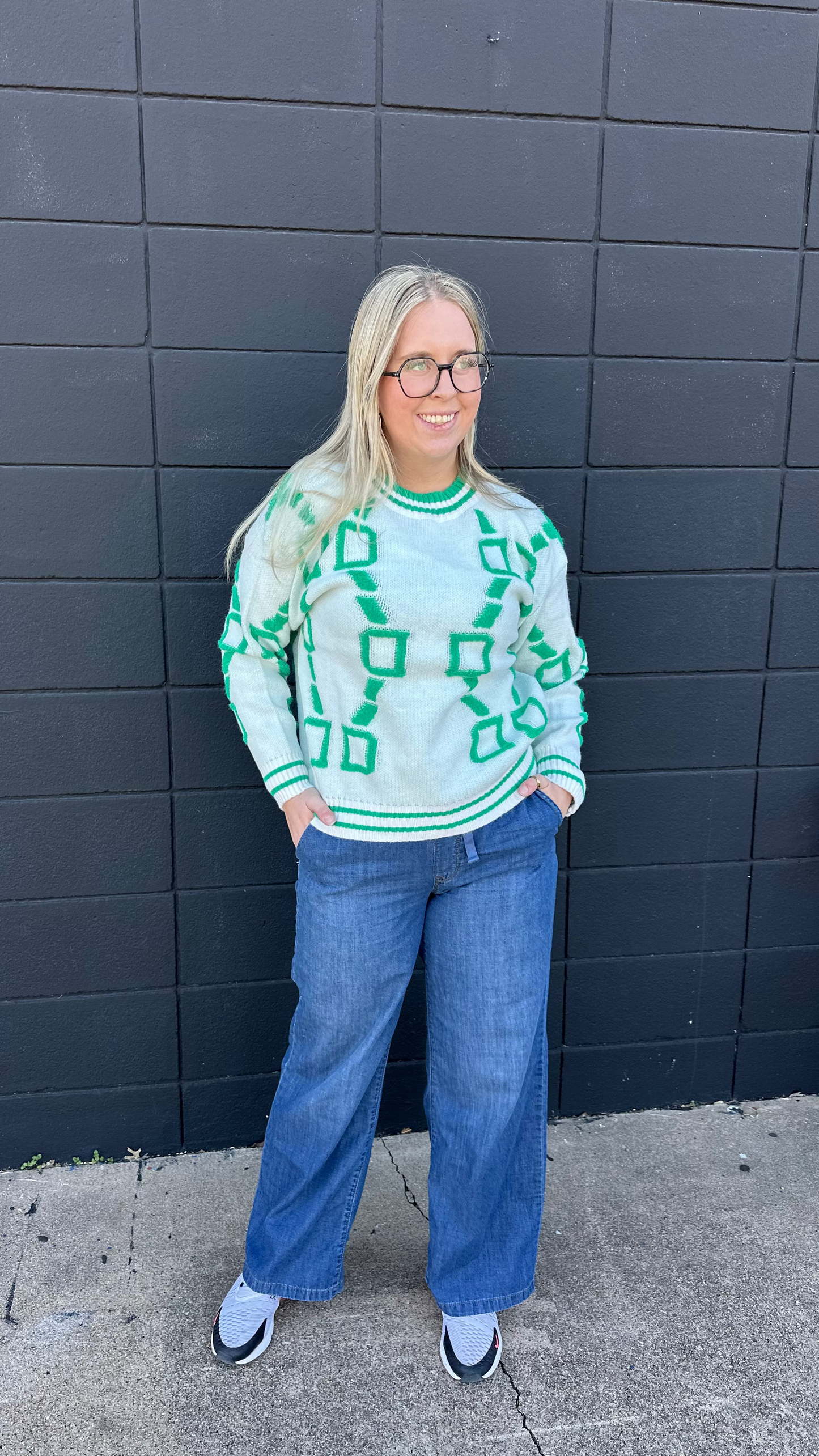 Green Block Sweater
