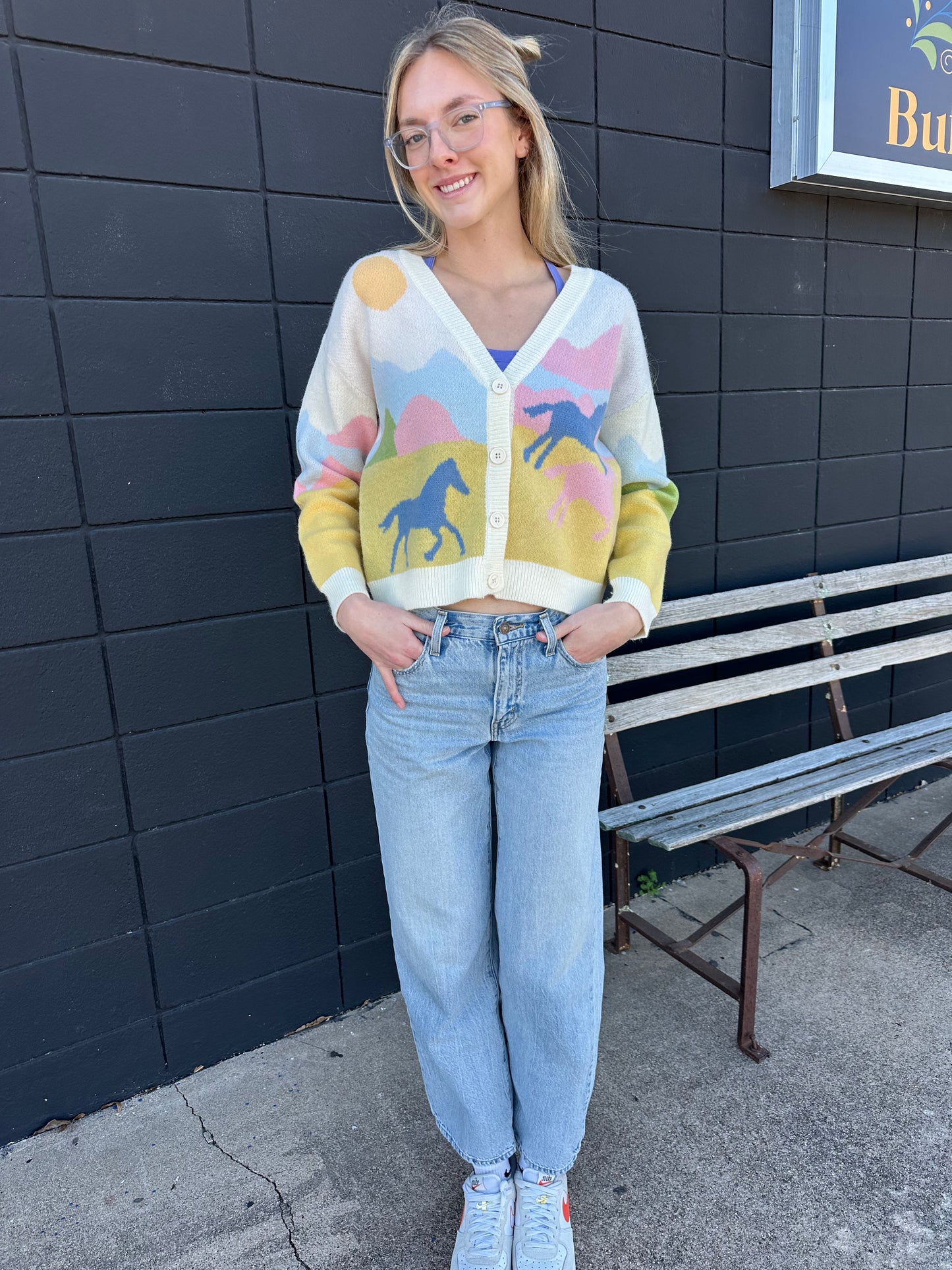 Landscape Horse Jacquard Knit Cardigan