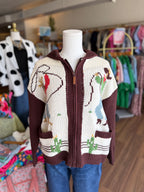 Cream and Brown Cowboy Sweater