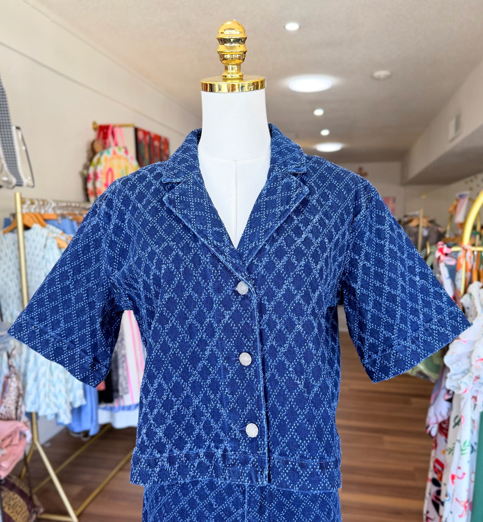 Denim Diamond Top