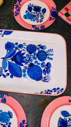 Blue & Pink Floral Tray