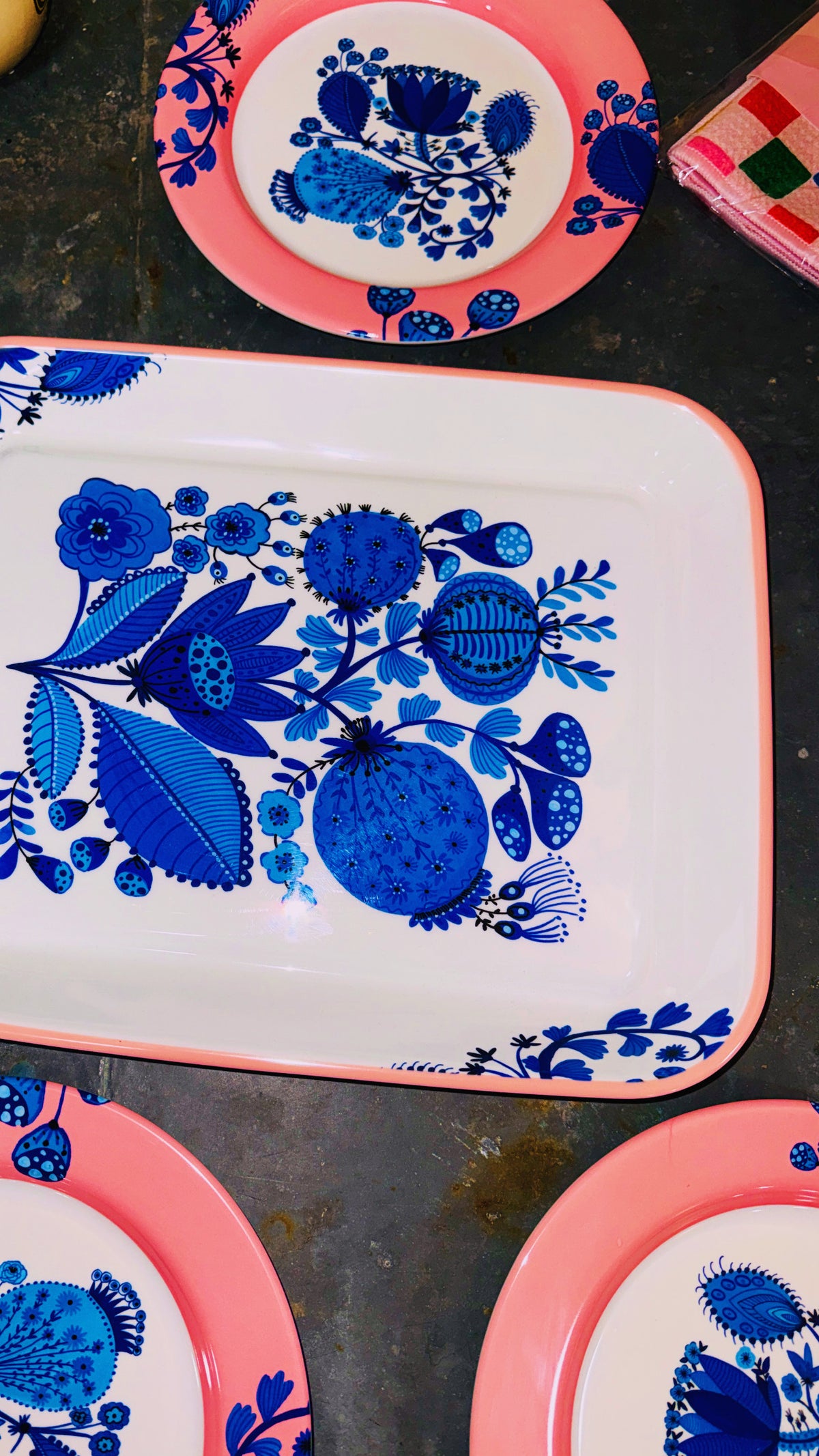 Blue & Pink Floral Tray