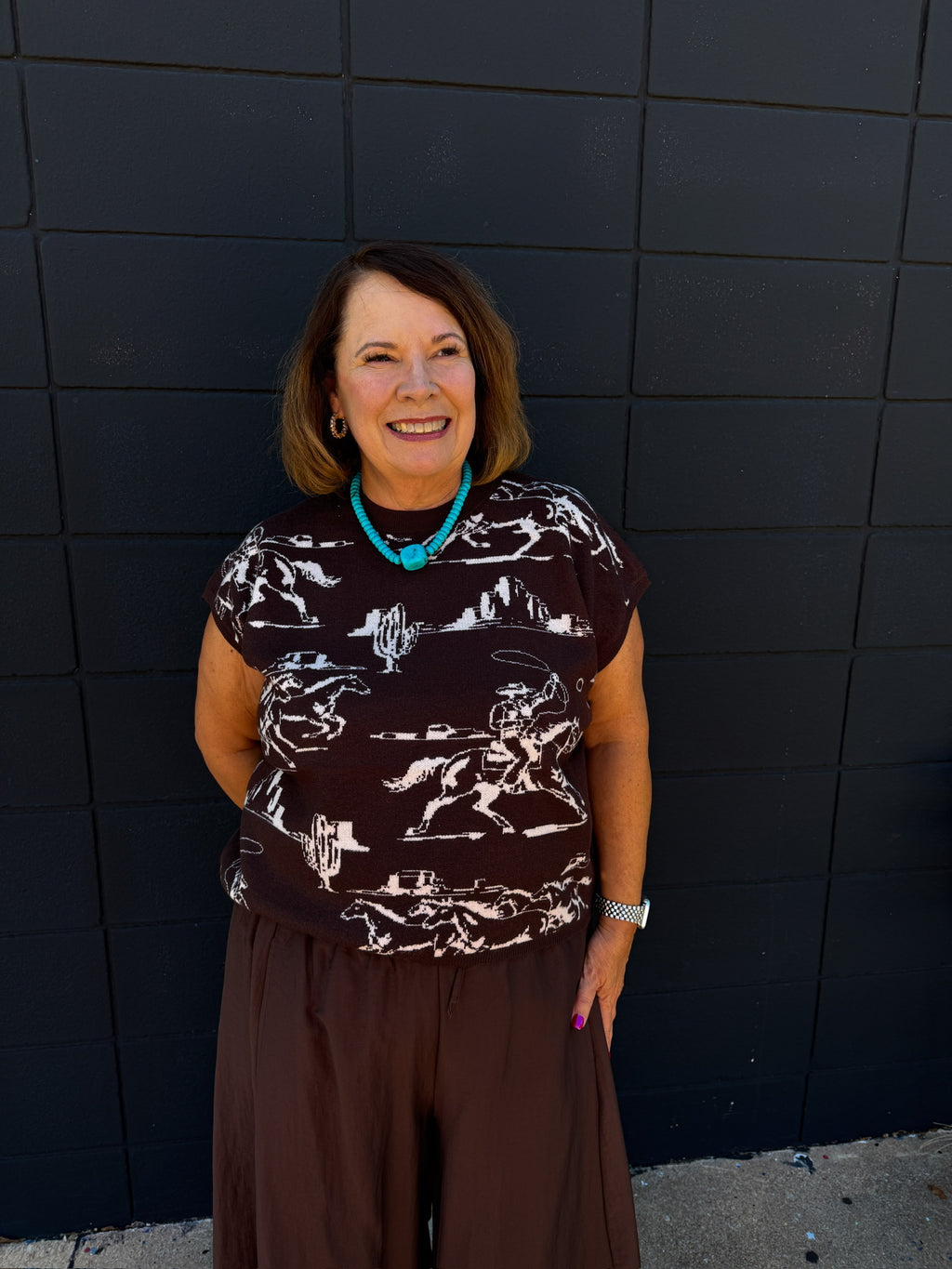 Western Print Sweater