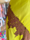 Green Skirt With Brown Lace Detail
