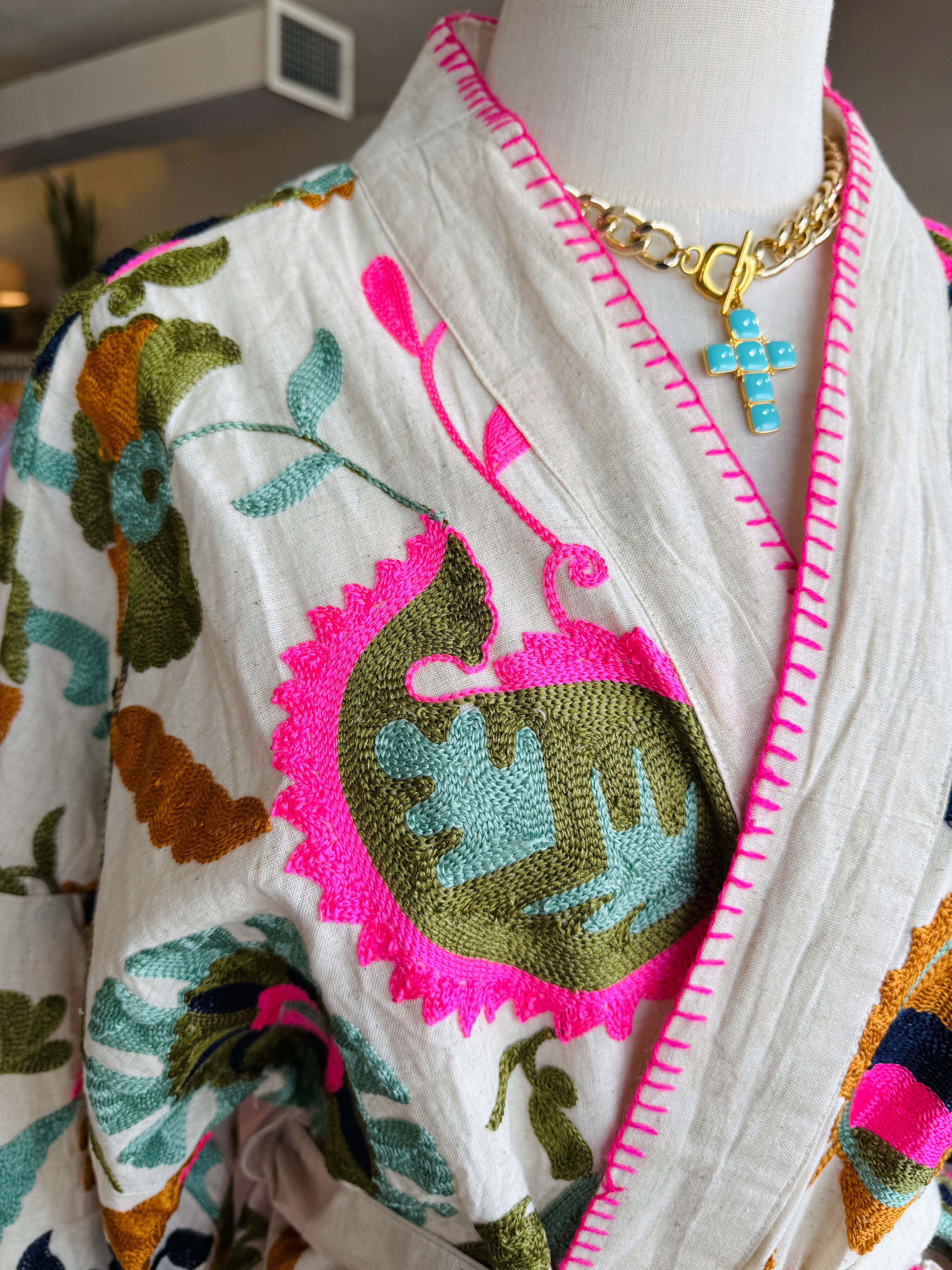 Embroidered Long Sleeve Kimono
