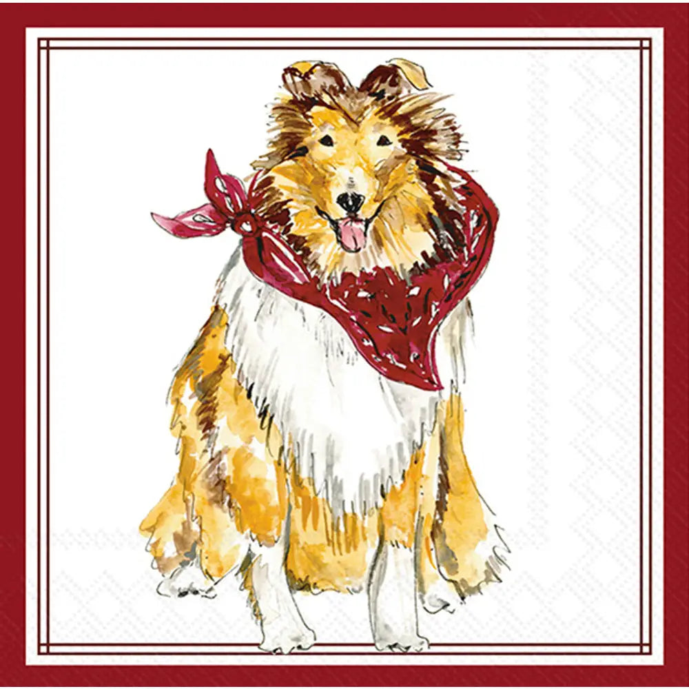 Maroon Collie Hometown Pride Paper Cocktail Napkin