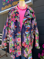 Navy Floral Velvet Blazer