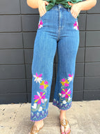 Floral Embroidery Jeans