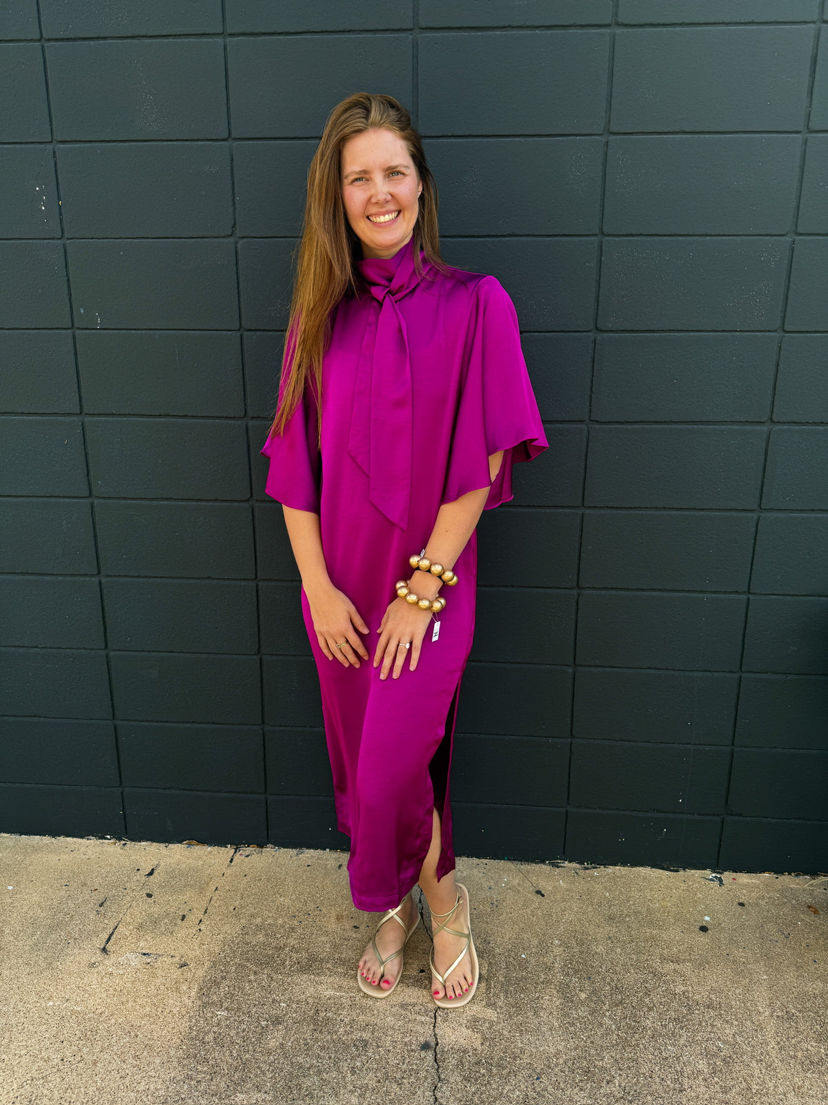 Plum Tie Back Midi