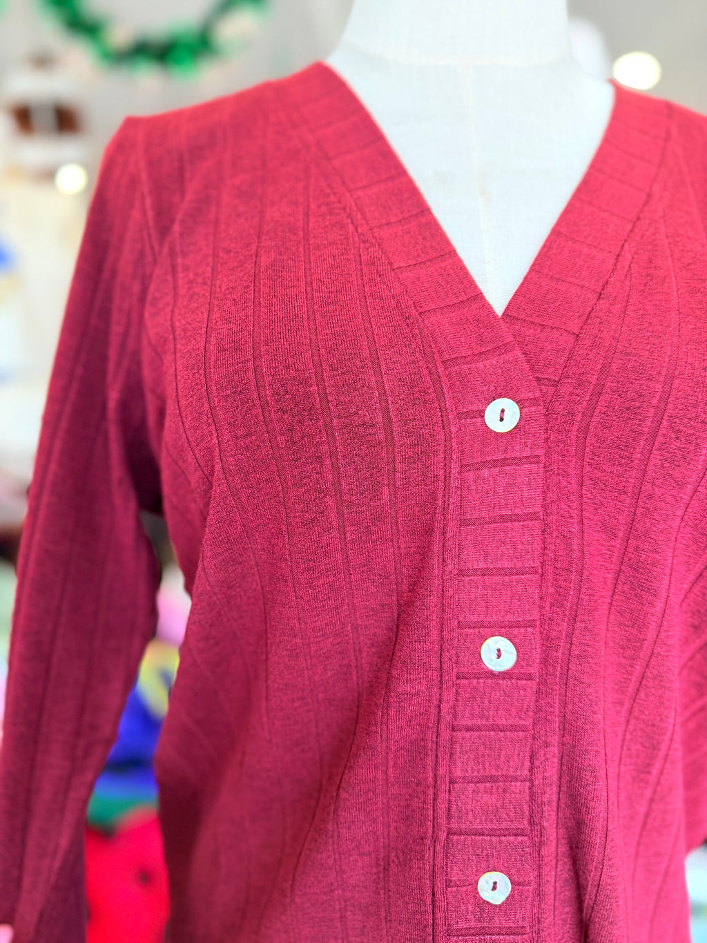 Rib Knit V Neck Shirt Cardigan