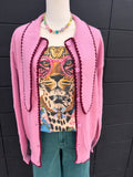 Lipstick Pink Tie Neck Sweater