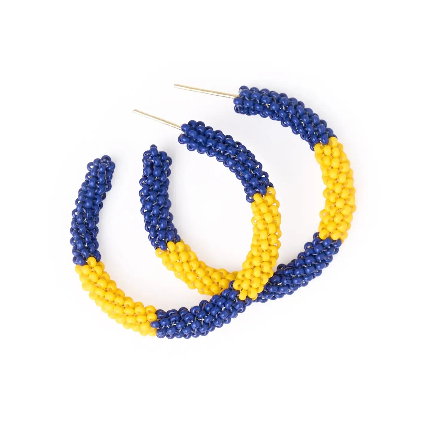 Navy Color Block Hoop Earrings