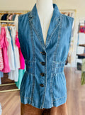 Navy Wash Denim Top
