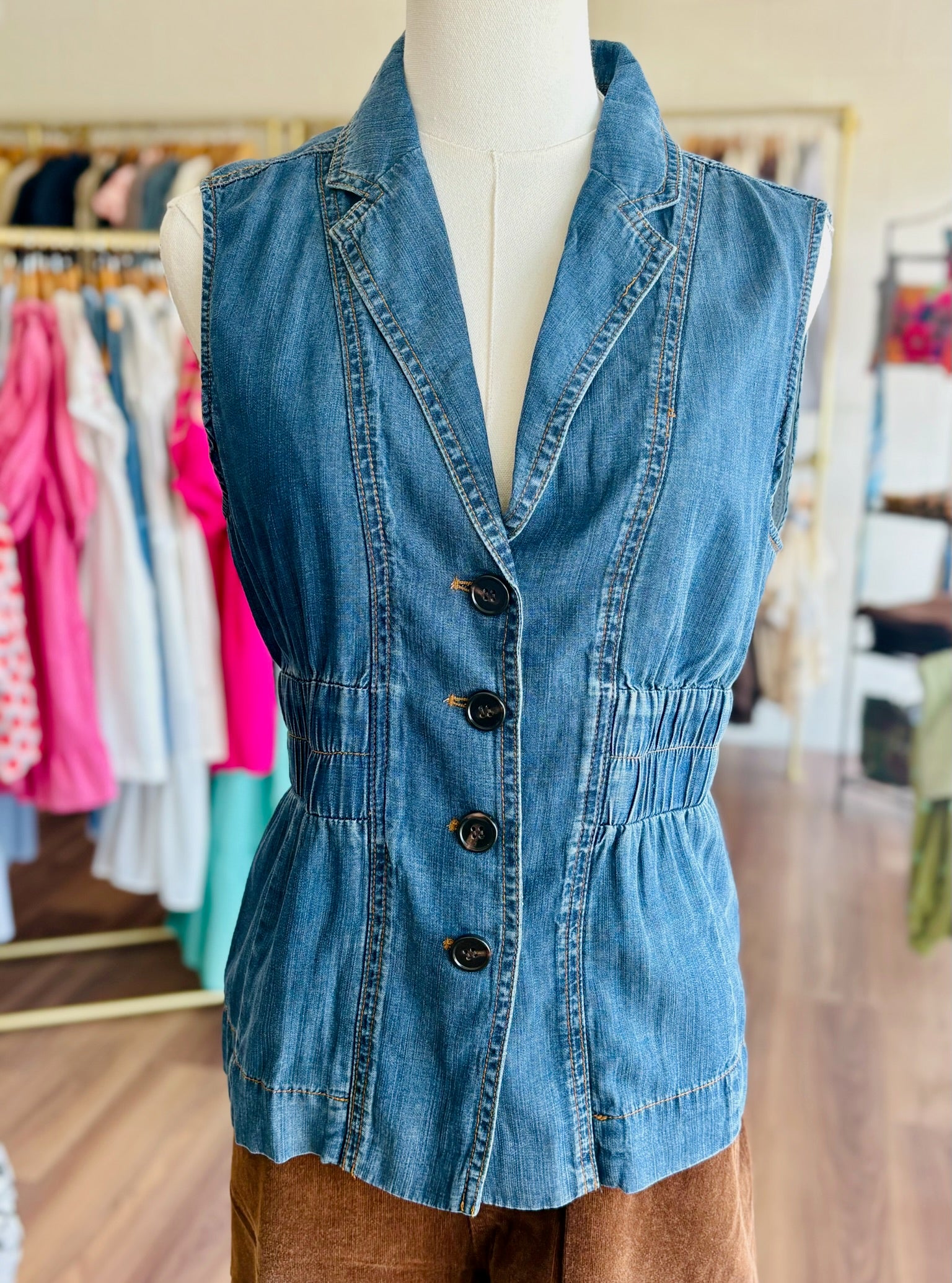 Navy Wash Denim Top