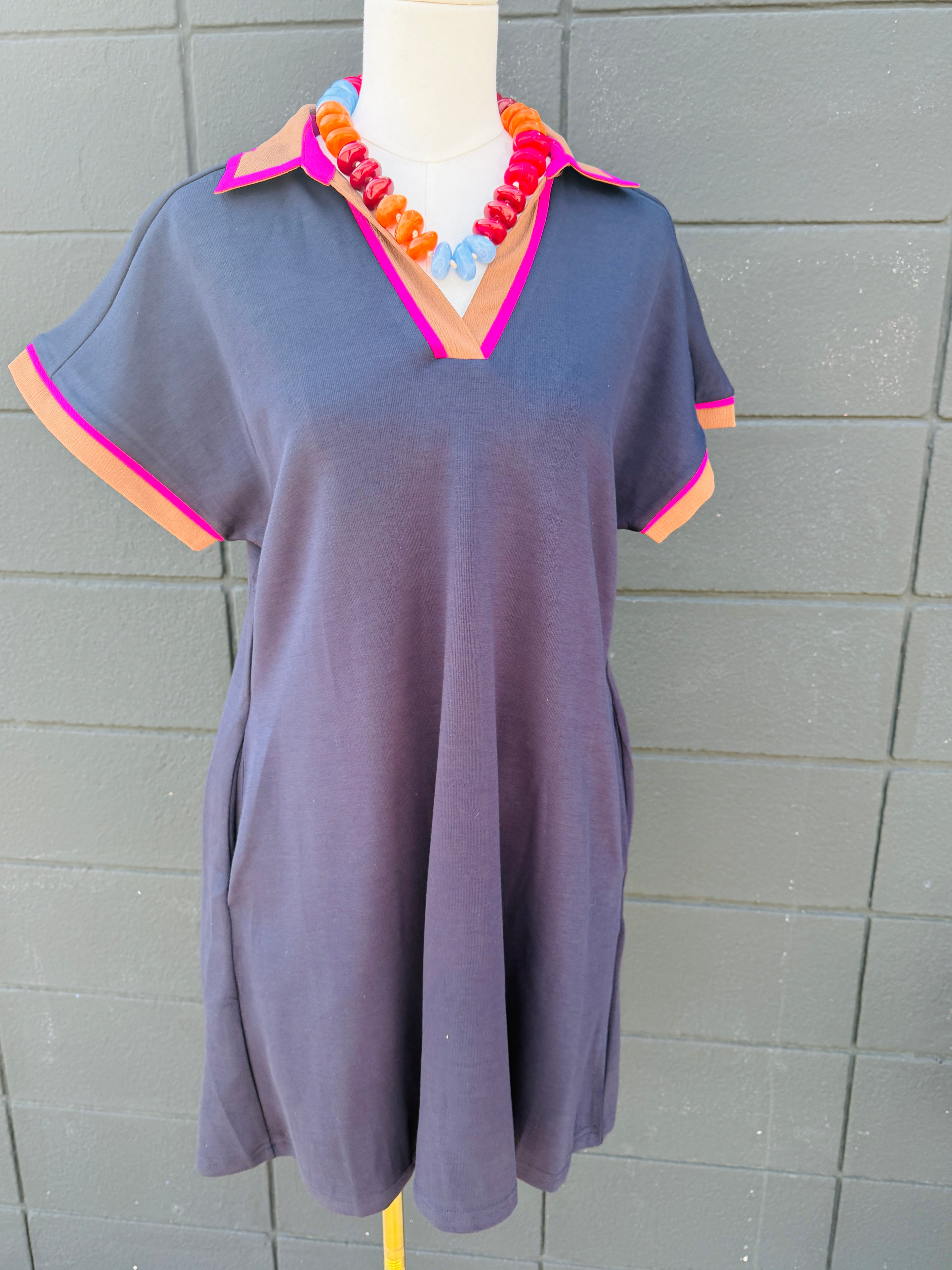 Navy Collared Dress