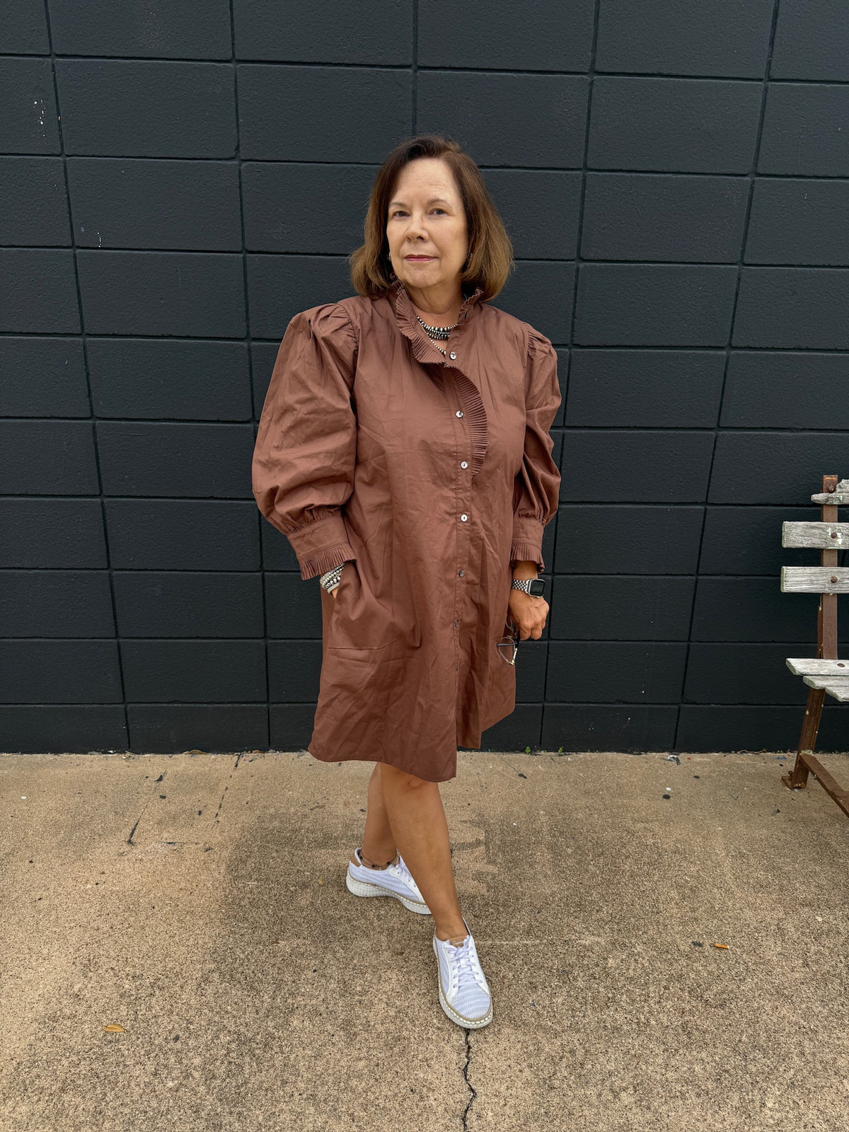 Brown Ruffle Dress