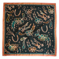Spurs and Floral Turquoise and Peach Western Silk Wild Rag Scarf