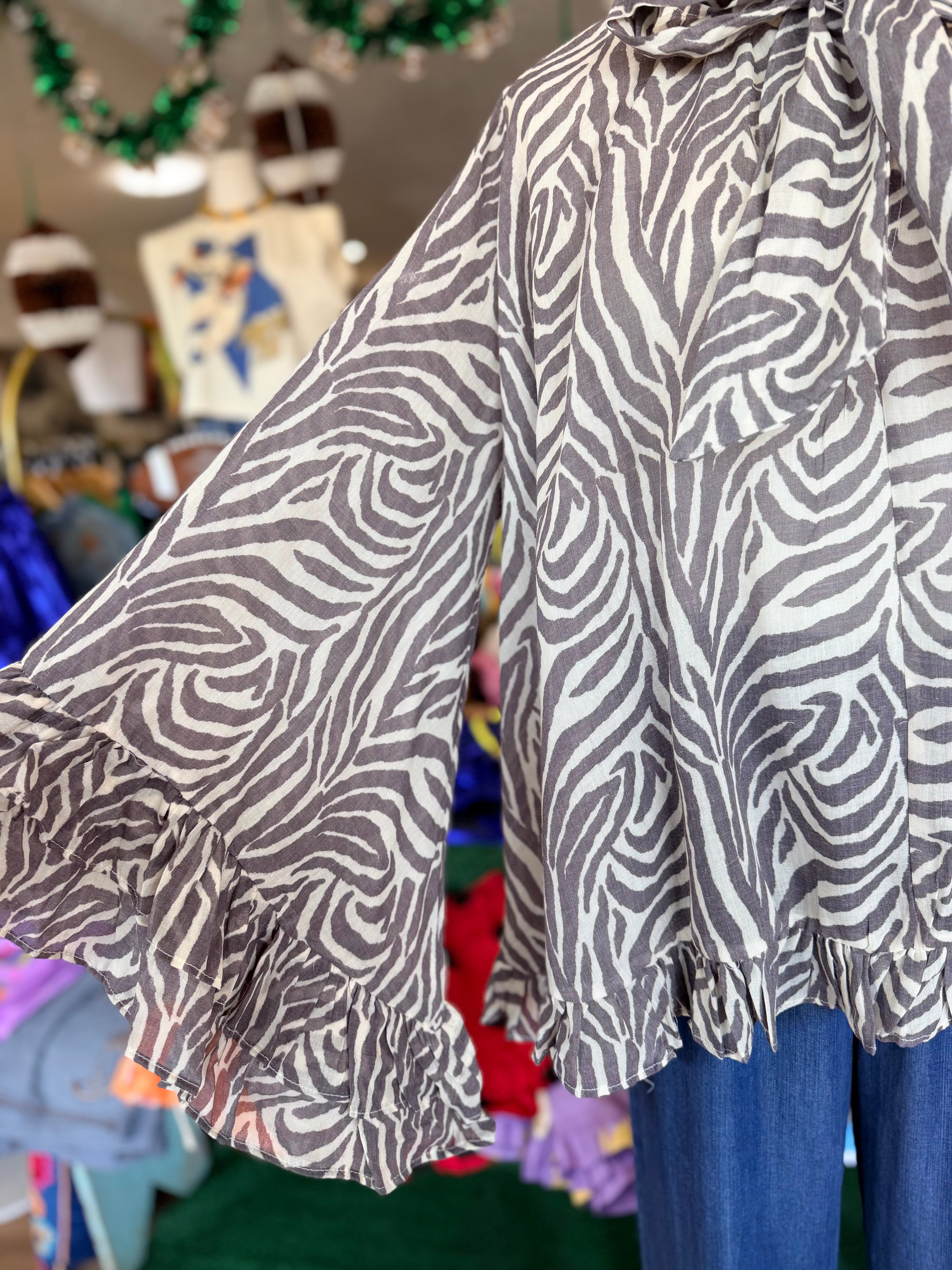 Cream Zebra Flowy Top