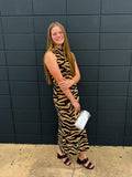 Zebra printed maxi dress