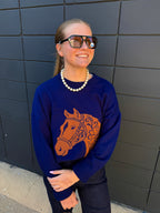 Navy Horse Knit Sweater