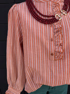 Rust Striped Seersucker Top