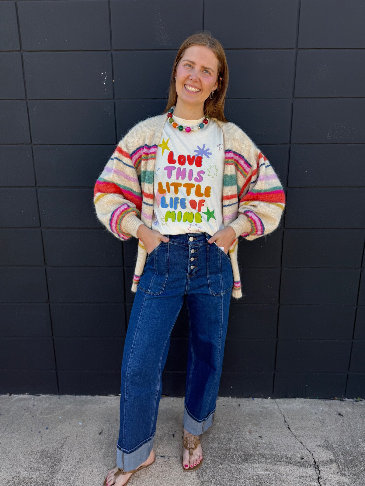 Sunset Carnival Stripe Cozy Relaxed Cardigan