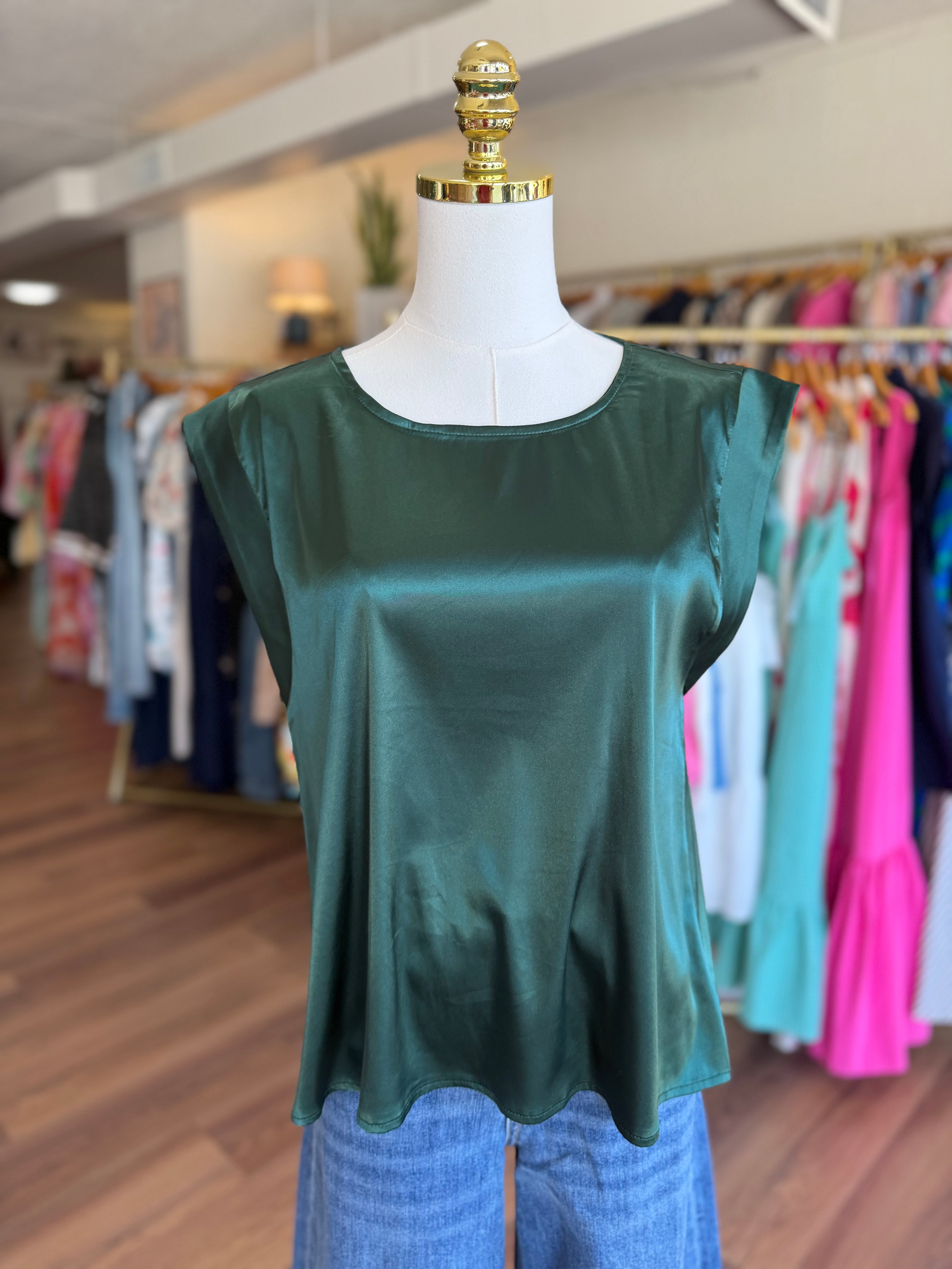 Sea Green Satin Top