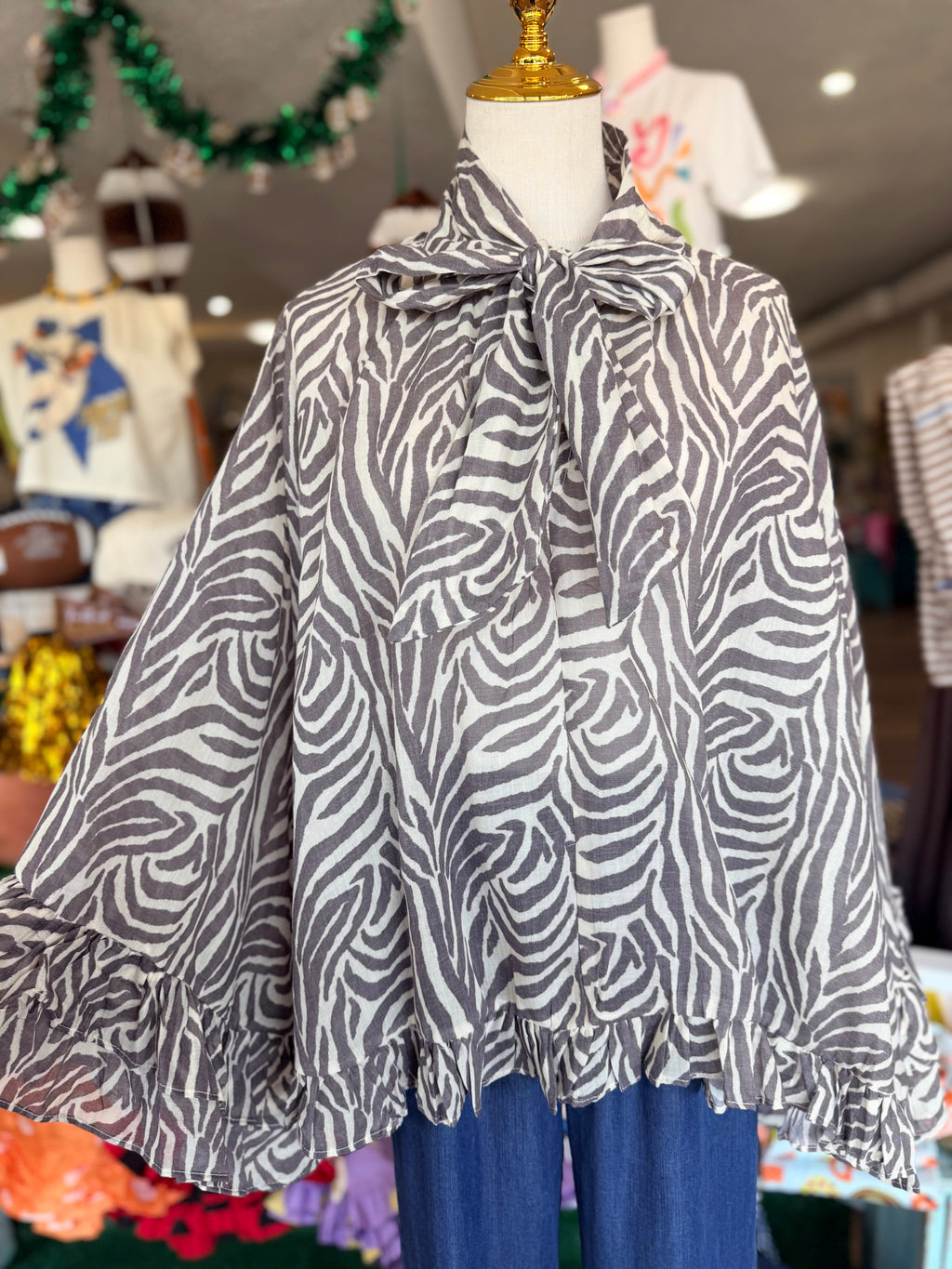 Cream Zebra Flowy Top