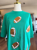 Green Sequin Football Tee