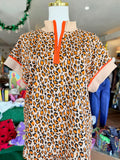 Animal Print Quarter Zip Top