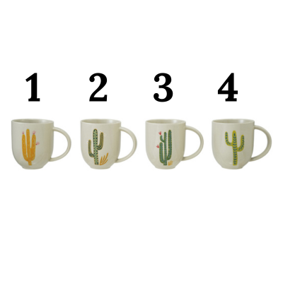 14 oz. Hand-Painted cactus Stoneware Mug