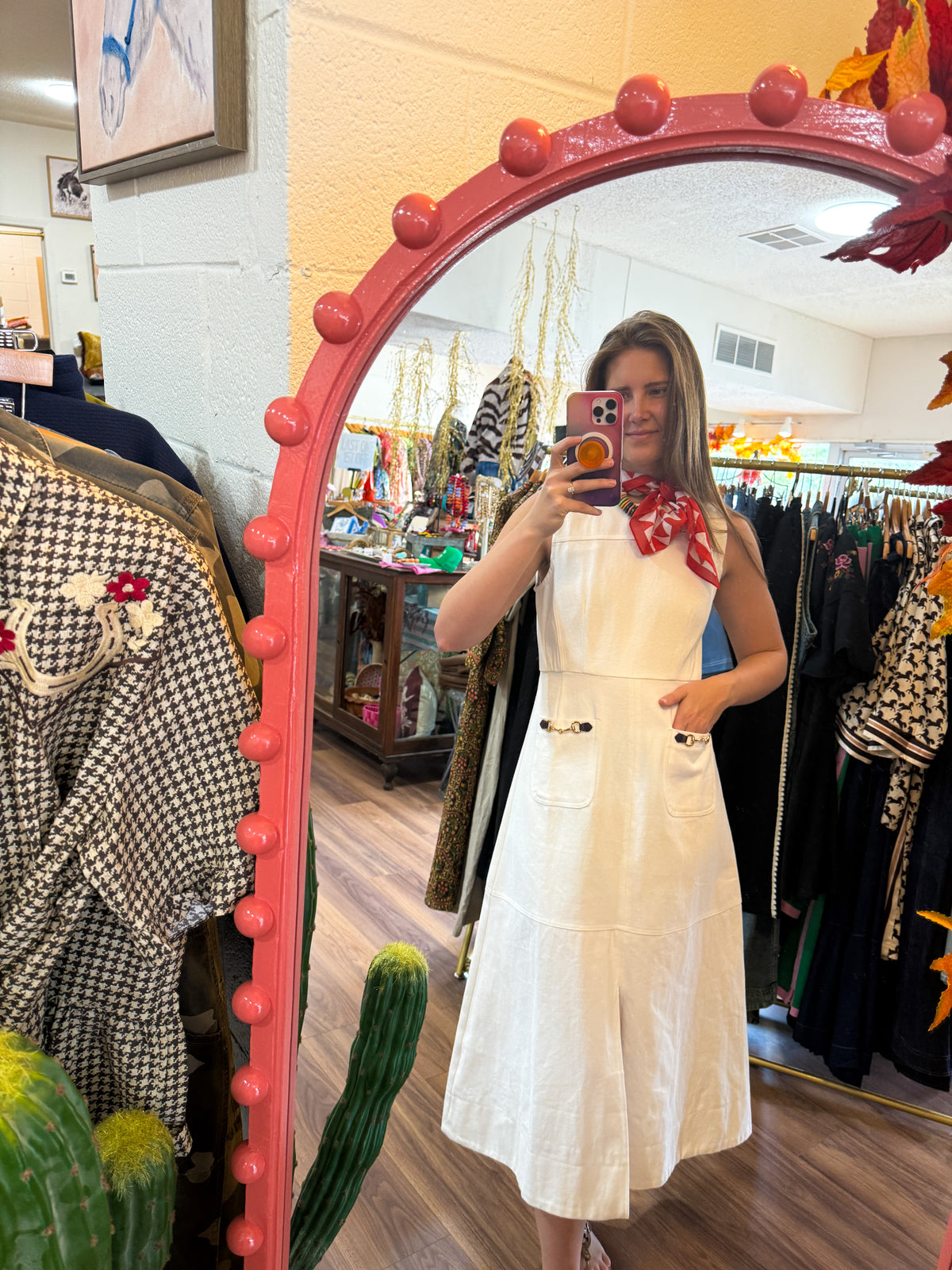 Cream Horse Bit Midi Dress