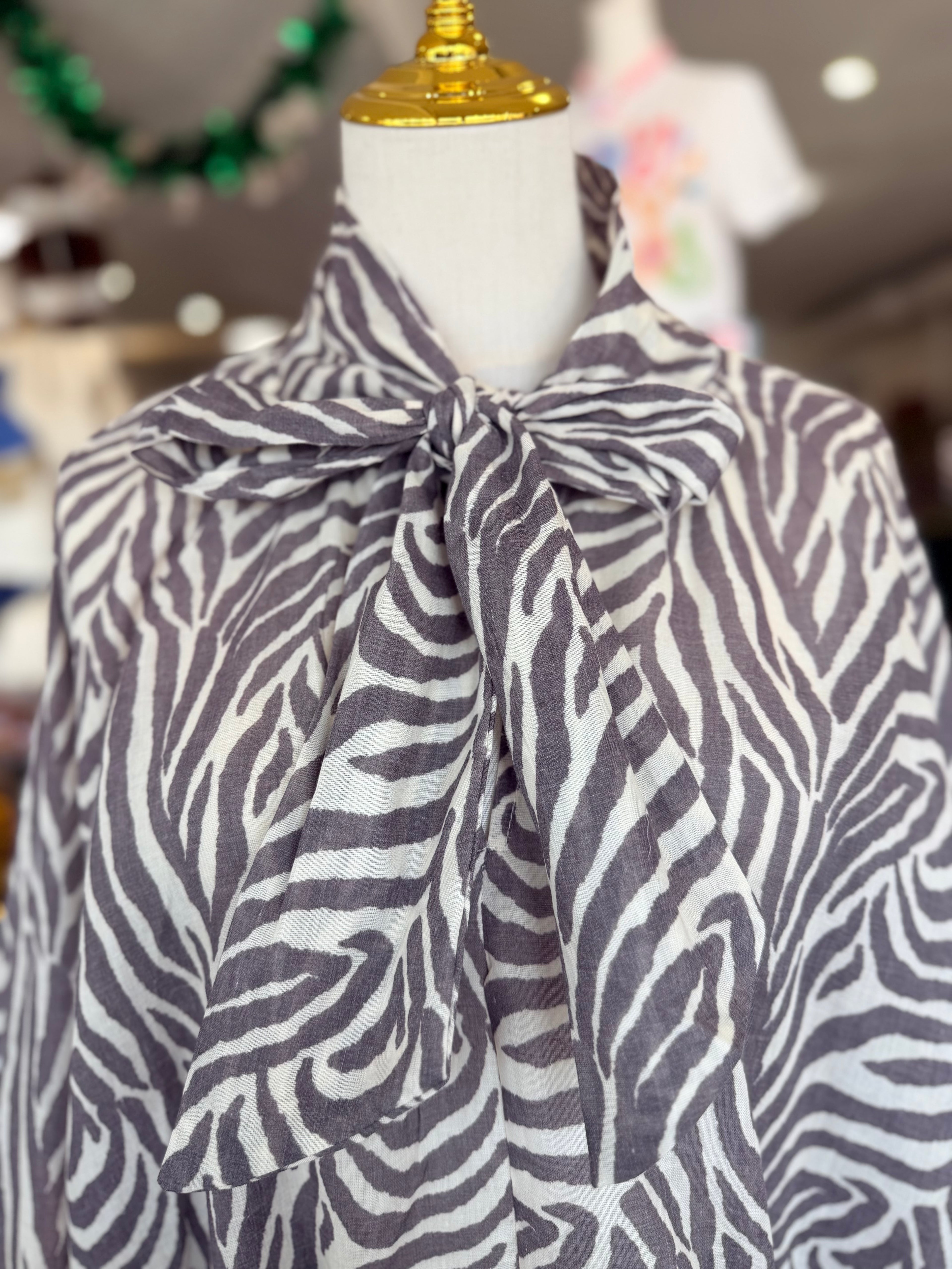 Cream Zebra Flowy Top