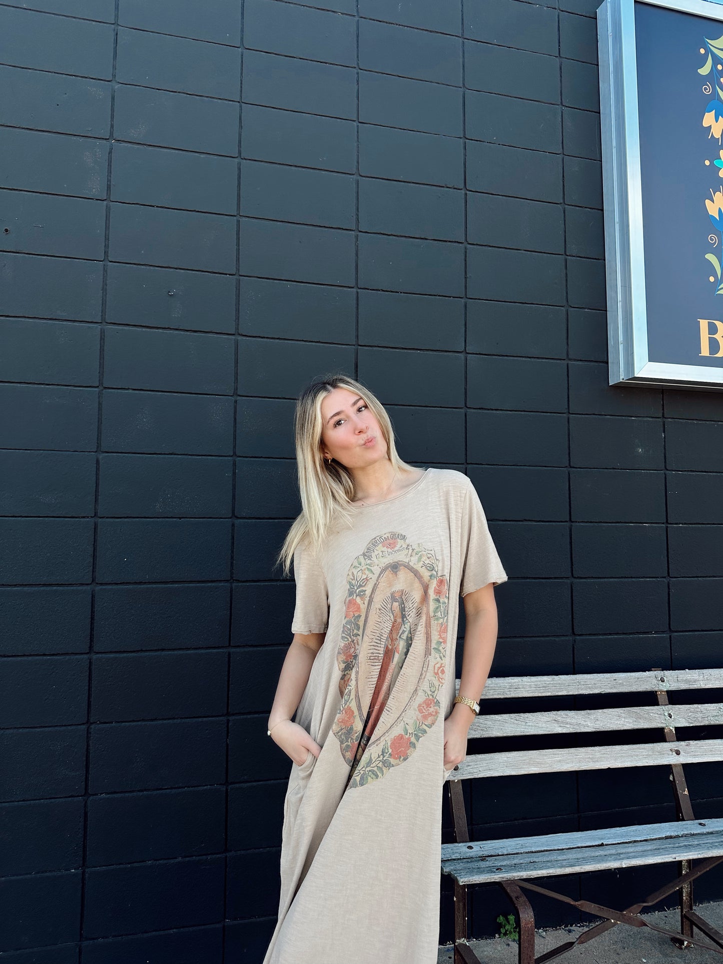 Virgin Mary Print Dress