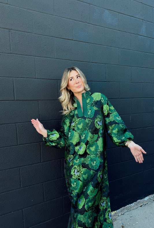 Puff Sleeve Floral Midi Dress