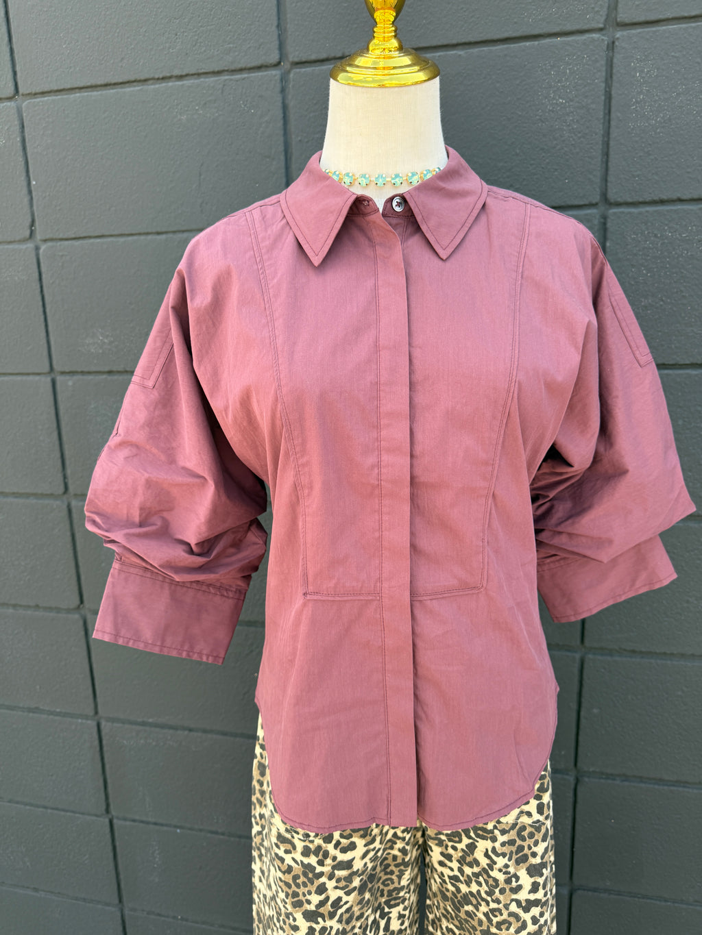 Burgundy Button Blouse