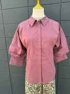 Burgundy Button Blouse