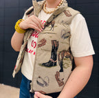 Western Jacquard Puffer Vest