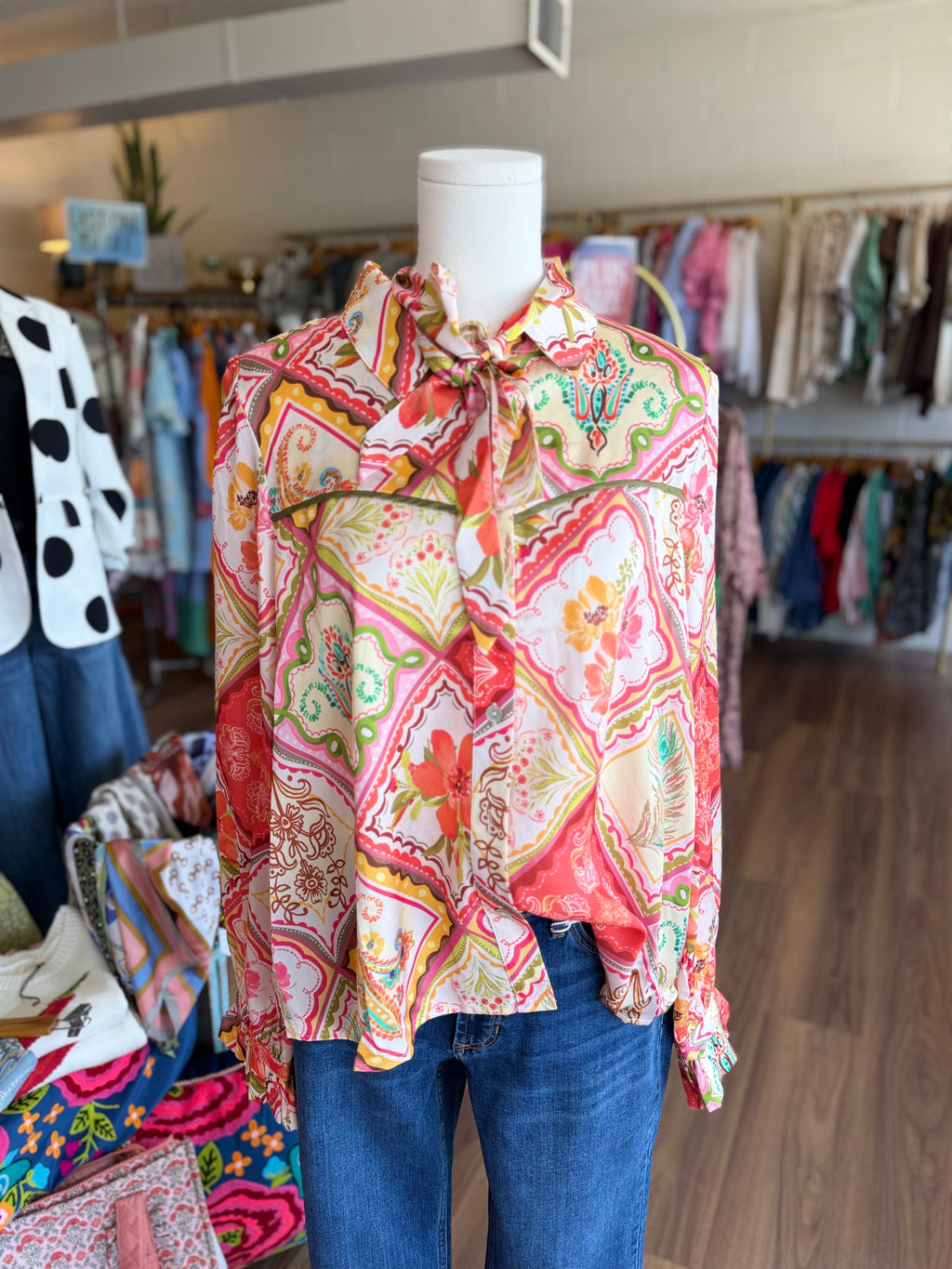 Satin Abstract Top