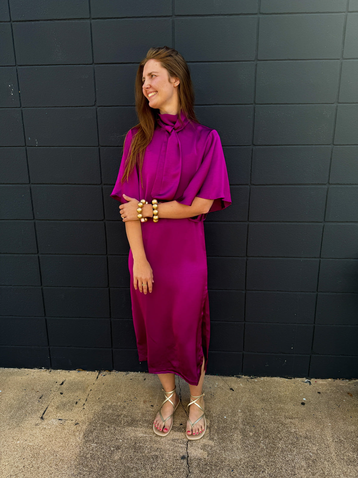 Plum Tie Back Midi