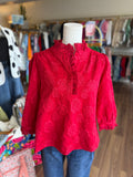 Red Floral Jacquard Top