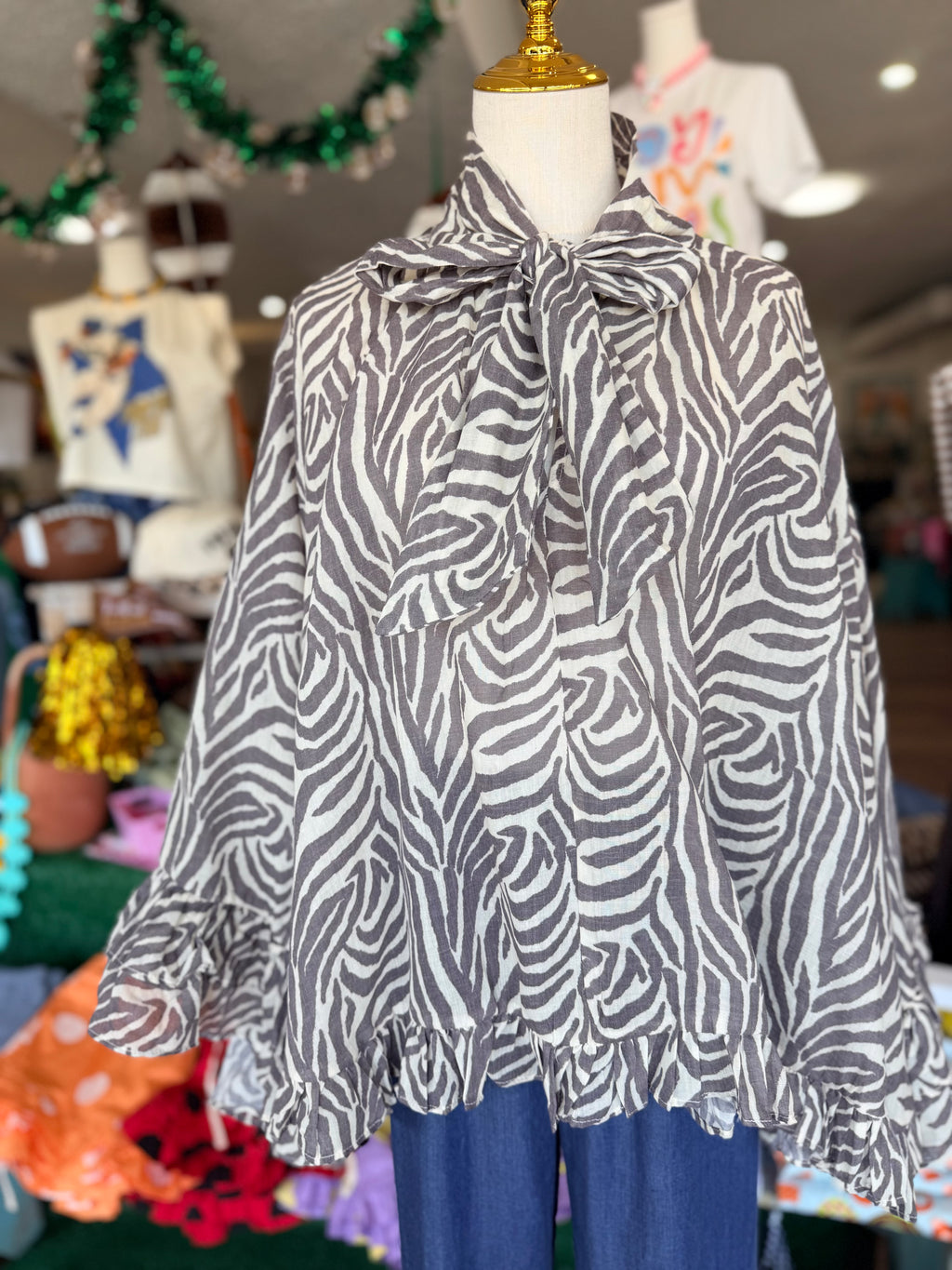 Cream Zebra Flowy Top
