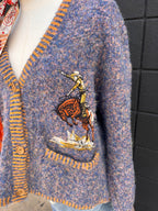 Rodeo Embroidered Fuzzy Knit Cardigan