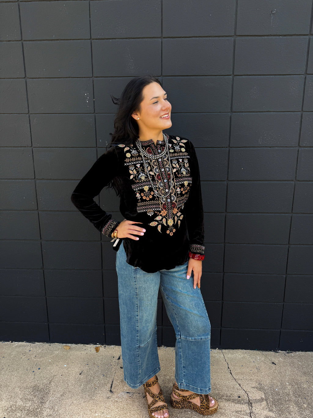 Velvet Henley Tunic