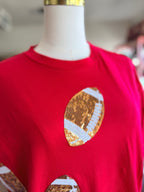 Red Sequin Football Tee
