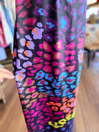 Abstract Print Satin Flared Maxi Skirt