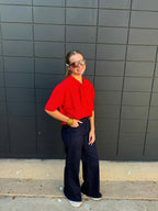Red Tie Neck Sweater