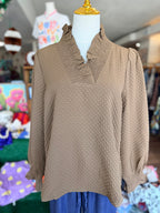 Brown Long Sleeve Puff Top
